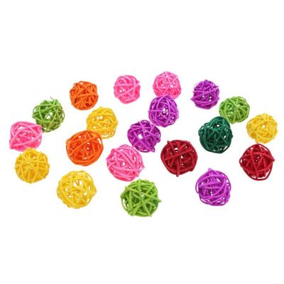 Sumind 80 Pieces Bird Toy Rattan Balls Parrot Pet Chewing Wicker Toys Small Animals Cage Accessories for Parakeet Budgie Cockatoo Wedding Party Table Decoration 30 mm Random Color 