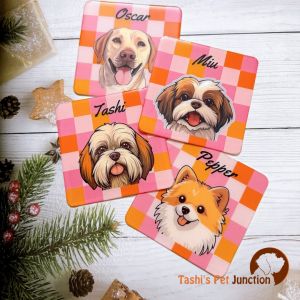 Custom Resin Coasters of Pets - Using Pet Photo + Name | Personalized Resin Coasters | Illustrated Dog Cat Coasters | Pet Lovers Gifts | Gift for Dog Lovers | Coffee Table Coaster | Housewarming Cat Dad + Dog Mom Gift