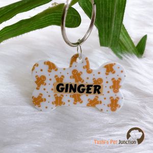 Gingerbread - Resin Personalized/Customized Name ID Tags for Dogs and Cats with Name and Contact Details