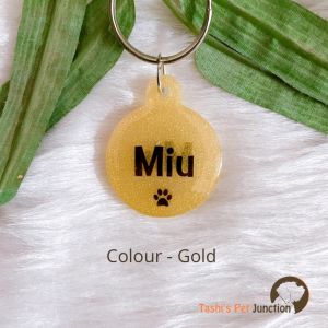 Metallic Glitter - Resin Personalized/Customized Name ID Tags for Dogs and Cats with Name and Contact Details
