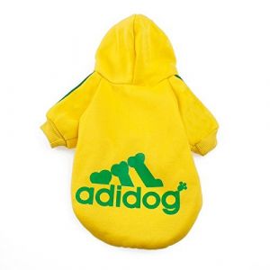 Adidog Dog Hoodie, Yellow, M