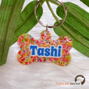 Rainbow Balls - Resin Personalized/Customized Name ID Tags for Dogs and Cats with Name and Contact Details