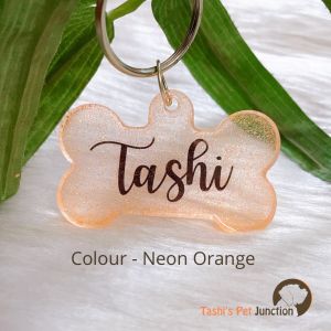 Neon Glitter - Resin Personalized/Customized Name ID Tags for Dogs and Cats with Name and Contact Details