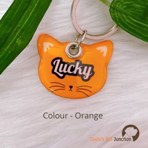Cat Head - Resin Personalized/Customized Name ID Tags for Dogs and Cats with Name and Contact Details