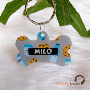 Cookie and Milk - Resin Personalized/Customized Name ID Tags for Dogs and Cats with Name and Contact Details