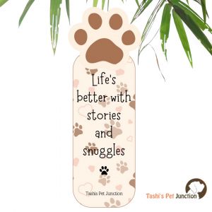 Customized Pet Quote Bookmarks | Unique Cute Handmade Resin Personalized Book Accessories | Gift for Dog Cat Mom Dad, Kids, Students, Book Reader Lover | Pawprints & Stories Snuggles & Tales Paw | Heart Paw Storyline Cozy Paws & Pages - Beige Quote Paw