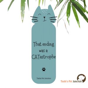 Customized Pet Quote Bookmarks | Unique Cute Handmade Resin Personalized Book Accessories | Gift for Dog Cat Mom Dad, Kids, Students, Book Reader Lover | Purrfect Ending Whisker Tales Meow Magic | Cat Head Paw & Pages CATastrophe Ending - Blue Kitty