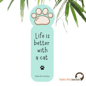 Customized Pet Quote Bookmarks | Unique Cute Handmade Resin Personalized Book Accessories | Gift for Dog Cat Mom Dad, Kids, Students, Book Reader Lover | Pawfect Life Feline Love Life is Better with a Cat | White Paw & Pages - Blue Paw Cat
