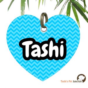 Customized Engraved Pet Name Collar Tags | Unique Cute Resin Dog ID Tags | Personalized Cat ID Tags | Heart Shaped Tags | Blue Blaze Wavy Love Pet ID | Heartline Blue Wave Heart ID | Electric Blue Love Zig Zag Identity Charm - Blue Zig Zag Heart
