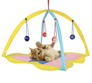 Portable/Foldable Sleeping Bed for Kittens and Cats with Interactive Hanging Toys for Play