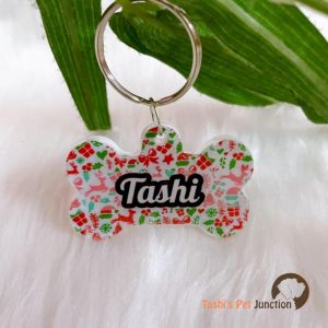 Christmassy Tag Series 19 - Personalized/Customized Name ID Tags for Dogs and Cats with Name and Contact Details
