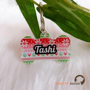 Christmassy Tag Series 24 - Personalized/Customized Name ID Tags for Dogs and Cats with Name and Contact Details