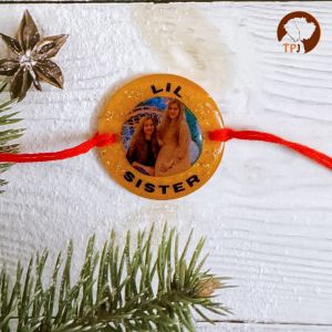 Personalized sibling photo resin pet Rakhi for dogs & cats