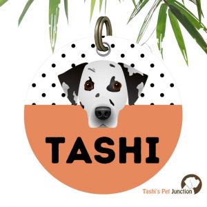 Customized Engraved Pet Name Collar Tags | Unique Cute Resin Dog ID Tags | Personalized Cat ID Tags | Dog Cat Face Breed Portrait Illustration | Orange Pawpularity Tangerine Tails Custom Citrus Paws ID Tag | Dot Tail Designer - Breed Portrait (Orange)