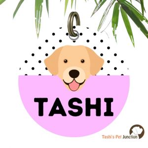 Customized Engraved Pet Name Collar Tags | Unique Cute Resin Dog ID Tags | Personalized Cat ID Tags | Dog Cat Face Breed Portrait Illustration | Pawfect Pink Polka Bark & Blush ID | Pawlish in Pink Breed Dot & Dash Custom ID - Breed Portrait (Pink)