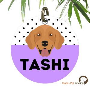 Customized Engraved Pet Name Collar Tags | Unique Cute Resin Dog ID Tags | Personalized Cat ID Tags | Dog Cat Face Breed Portrait Illustration | Polka Paws Purple Breed Bliss ID | Dot & Dash Royal Whiskers Tag | Breed Pop ID - Breed Portrait (Purple)