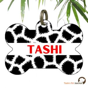 Customized Engraved Pet Name Collar Tags | Unique Cute Resin Dog ID Tags | Personalized Cat ID Tags | Animal Print Tags | Wild Whiskers Spotted Safari Jungle Buddy ID | Love Pawprint Safari Roam & Rescue Giraffe ID | Wild Tall Tales - Giraffe (Bone)