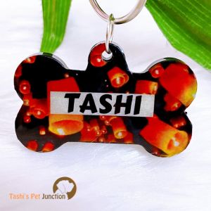 Personalized/Customized Name ID Tags | Cute Resin Dog Tags | Unique Dog ID Tags | Personalized Cat ID Tags | Engraved Dog ID Tags | Festive Diwali Theme Dog ID Name Tags | Dog Collar Tags | Gift Ideas for a Dog Cat Parent - Air Lantern