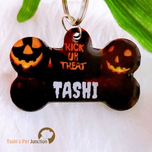 Personalized/Customized Name ID Tags | Cute Resin Dog Tags | Unique Dog ID Tags | Personalized Cat ID Tags | Engraved Dog ID Tags | Halloween Ghost Spooky Theme Dog ID Name Tags | Dog Collar Tags | Gift Ideas for a Dog Cat Parent - Trick or Treat 3