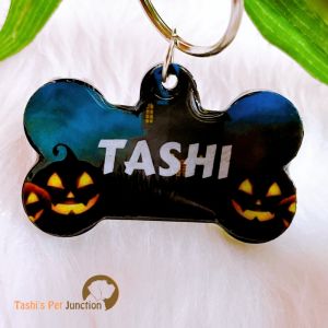 Personalized/Customized Name ID Tags | Cute Resin Dog Tags | Unique Dog ID Tags | Personalized Cat ID Tags | Engraved Dog ID Tags | Halloween Ghost Spooky Theme Dog ID Name Tags | Dog Collar Tags | Gift Ideas for a Dog Cat Parent - Haunted House 1