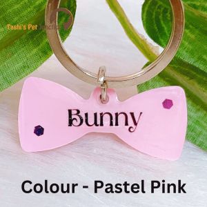 Personalized/Customized Name ID Tags | Cute Resin Dog Tags | Unique Dog ID Tags | Personalized Cat ID Tags | Engraved Dog ID Tags | Solid Translucent Opaque Colour Dog Tags | Dog Collar Tags | Gift Ideas for a Dog Cat Parent - Bow Tie