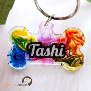 Personalized/Customized Name ID Tags | Cute Resin Dog Tags | Unique Dog ID Tags | Personalized Cat ID Tags | Engraved Dog ID Tags | Solid Translucent Opaque Colour Dog Tags | Dog Collar Tags | Gift Ideas for a Dog Cat Parent - Colour Bomb