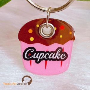 Personalized/Customized Name ID Tags | Food Theme Foodie | Cute Resin Dog Tags | Unique Dog ID Tags | Personalized Cat ID Tags | Engraved Dog ID Tags | Foodie Dog Tags | Dog Collar Tags | Gift Ideas for a Dog Cat Parent - Cupcake 3