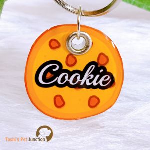 Customized Engraved Pet Name Collar Tags | Unique Cute Resin Dog ID Tags | Personalized Cat ID Tags | Food Theme Foodie Dog Tags | Biscuit Buddy Custom Tag | Choco Delight Pet Tag | Golden Crunch Pet ID | Sweet Treat Pet ID - Cookie Charm ID Tag