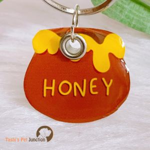 Personalized/Customized Name ID Tags | Food Theme Foodie | Cute Resin Dog Tags | Unique Dog ID Tags | Personalized Cat ID Tags | Engraved Dog ID Tags | Foodie Dog Tags | Dog Collar Tags | Gift Ideas for a Dog Cat Parent - Honey