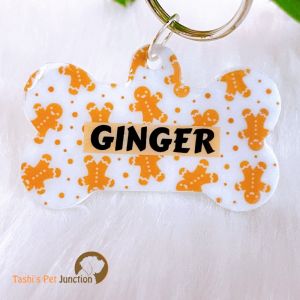 Personalized/Customized Name ID Tags | Seasonal Holiday Tags | Cute Resin Dog Tags | Unique Dog ID Tags | Personalized Cat ID Tags | Engraved Dog ID Tags | Dog Collar Tags | Gift Ideas for a Dog Cat Parent - Gingerbread