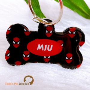 Personalized/Customized Name ID Tags | Cute Resin Dog Tags | Unique Dog ID Tags | Personalized Cat ID Tags | Engraved Dog ID Tags | Dog Collar Tags | Comic Superhero Pet ID Tags | Marvel DC Dog Tags | Gift Ideas for a Dog Cat Parent - Spiderman 3