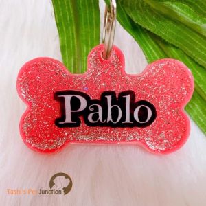Personalized/Customized Name ID Tags | Cute Resin Dog Tags | Unique Dog ID Tags | Personalized Cat ID Tags | Engraved Dog ID Tags | Glitter Sparkle Dog Tags | Dog Collar Tags | Gift Ideas for a Dog Cat Parent - Glitter Sandwich