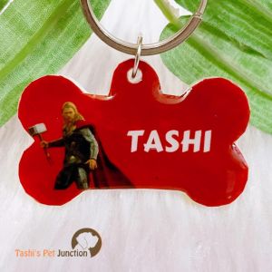 Personalized/Customized Name ID Tags | Cute Resin Dog Tags | Unique Dog ID Tags | Personalized Cat ID Tags | Engraved Dog ID Tags | Dog Collar Tags | Comic Superhero Pet ID Tags | Marvel DC Dog Tags | Gift Ideas for a Dog Cat Parent - Thor 3