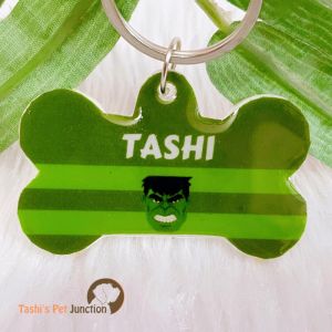 Personalized/Customized Name ID Tags | Cute Resin Dog Tags | Unique Dog ID Tags | Personalized Cat ID Tags | Engraved Dog ID Tags | Dog Collar Tags | Comic Superhero Pet ID Tags | Marvel DC Dog Tags | Gift Ideas for a Dog Cat Parent - Hulk 1