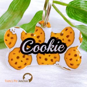 Personalized/Customized Name ID Tags | Food Theme Foodie | Cute Resin Dog Tags | Unique Dog ID Tags | Personalized Cat ID Tags | Engraved Dog ID Tags | Foodie Dog Tags | Dog Collar Tags | Gift Ideas for a Dog Cat Parent - Cookie Bone