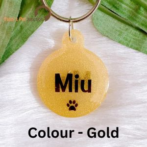 Personalized/Customized Name ID Tags | Cute Resin Dog Tags | Unique Dog ID Tags | Personalized Cat ID Tags | Engraved Dog ID Tags | Glitter Sparkle Dog Tags |Dog Collar Tags | Gift Ideas for a Dog Cat Parent - Metallic Glitter