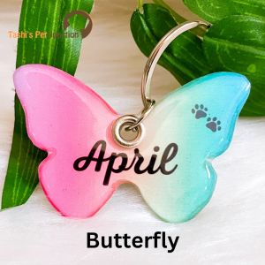 Personalized/Customized Name ID Tags | Cute Resin Dog Tags | Unique Dog ID Tags | Personalized Cat ID Tags | Engraved Dog ID Tags | Rainbow Multicolour Dog ID Name Tags | Dog Collar Tags | Gift Ideas for a Dog Cat Parent - Pastel Rainbow