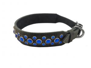 Zorba Designer Coloured Rhinestone Leather Collar, Small to Medium Dogs