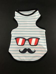 Cotton T-Shirt for Dogs and Cats - Glasses Mustache Vest (Pet Clothing)