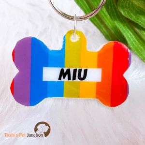 Personalized/Customized Name ID Tags | Cute Resin Dog Tags | Unique Dog ID Tags | Personalized Cat ID Tags | Engraved Dog ID Tags | Rainbow Multicolour Dog ID Name Tags |Dog Collar Tags | Gift Ideas for a Dog Cat Parent - Colour Bust