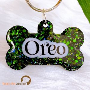 Personalized/Customized Name ID Tags | Cute Resin Dog Tags | Unique Dog ID Tags | Personalized Cat ID Tags | Engraved Dog ID Tags | Glitter Sparkle Dog Tags | Dog Collar Tags | Gift Ideas for a Dog Cat Parent - Spooky Glittery