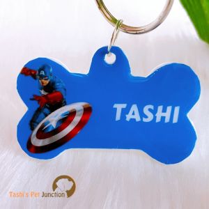 Personalized/Customized Name ID Tags | Cute Resin Dog Tags | Unique Dog ID Tags | Personalized Cat ID Tags | Engraved Dog ID Tags | Dog Collar Tags | Comic Superhero Pet ID Tags | Marvel DC Dog Tags | Gift Ideas for a Dog Cat Parent - Captain America 3