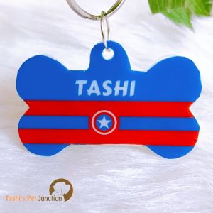 Personalized/Customized Name ID Tags | Cute Resin Dog Tags | Unique Dog ID Tags | Personalized Cat ID Tags | Engraved Dog ID Tags | Dog Collar Tags | Comic Superhero Pet ID Tags | Marvel DC Dog Tags | Gift Ideas for a Dog Cat Parent - Captain America 1