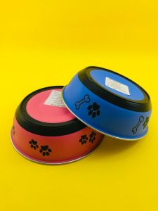 Plastic Coloured Steel Feeding Bowl for Dogs and Cats - Small