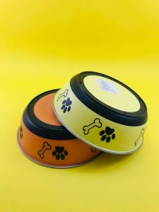 Plastic Coloured Steel Feeding Bowl for Dogs - Medium