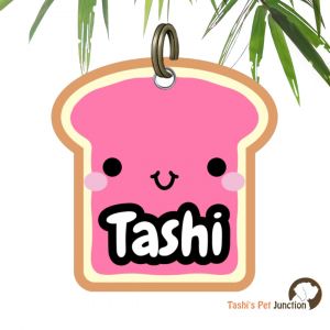 Customized Engraved Pet Name Collar Tags | Unique Cute Resin Dog ID Tags | Personalized Cat ID Tags | Food Theme Foodie Dog Tags | Strawjam Kawaii Pet ID | Kawaii Jam Sweet Toast | Berry Cute Fruity Toast Paws Tag | Peppy Jam Toast - Strawberry Toast
