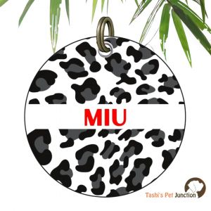 Customized Engraved Pet Name Collar Tags | Unique Cute Resin Dog ID Tags | Personalized Cat ID Tags | Animal Print Tags | Wild Whiskers Leopard ID | Paw Spot Safari Chic Pet ID | Spotted Style Panther Furrocious Charm | Urban Jungle ID - Leopard (Round)