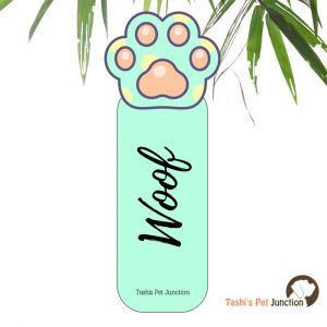 Customized Pet Quote Bookmarks | Unique Cute Handmade Resin Personalized Book Accessories | Gift for Dog Cat Mom Dad, Kids, Students, Book Reader Lover | Sea Breeze Woof Sunset Paws Woof-tastic Reading | Woof in Colors - Pastel Sea Green Yellow Paw