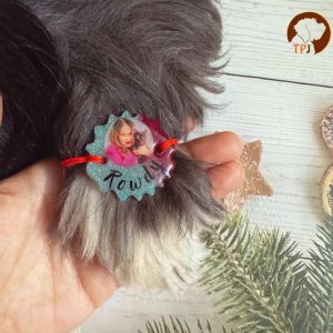 Personalized pawsome bond photo resin pet Rakhi for dogs & cats with with name and photo