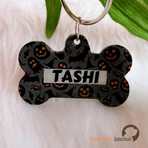 Spooky Pumpkin - Personalized/Customized Name ID Tags for Dogs and Cats with Name and Contact Details